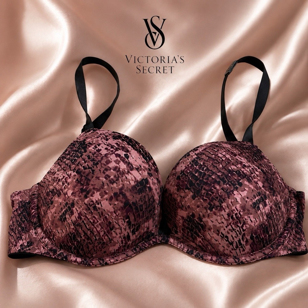 Victoria's Secret PINK Push Up Bra 36C Pink Piton Wear Everywhere Super Push
